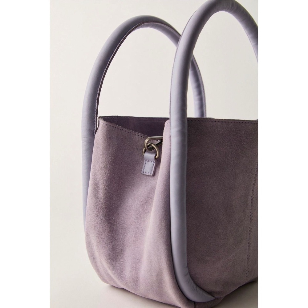 Free People Barlow Suede Leather Bucket Bag Lilac Purple 102165511 NWT - Picture 3 of 10